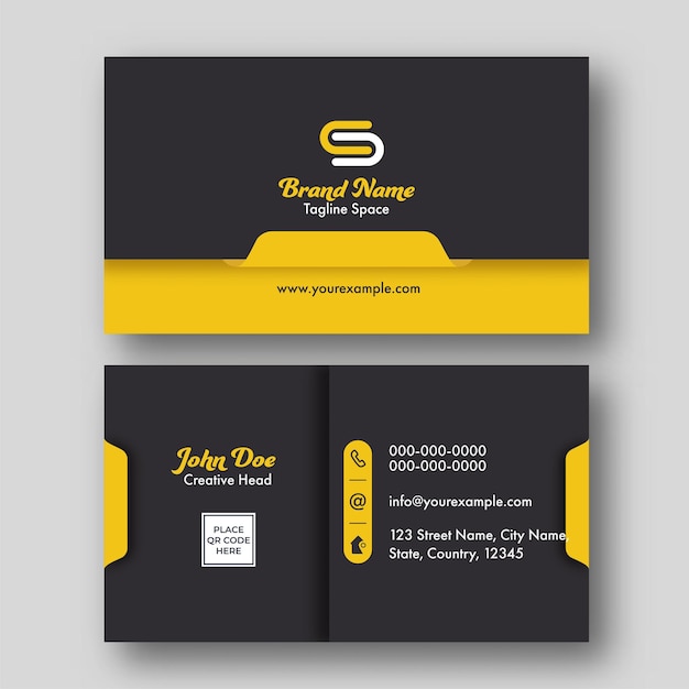 Front And Back View Of Business Or Visiting Card On Grey Background.