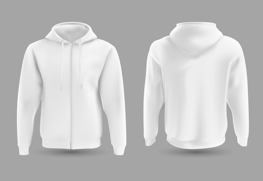 Premium Vector | Front and back white hoodie.