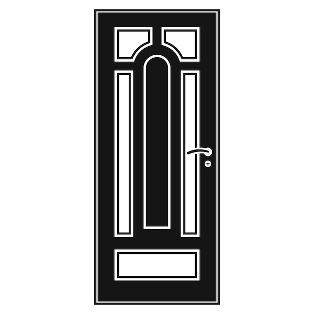 Vector front door icon in simple style on a white background