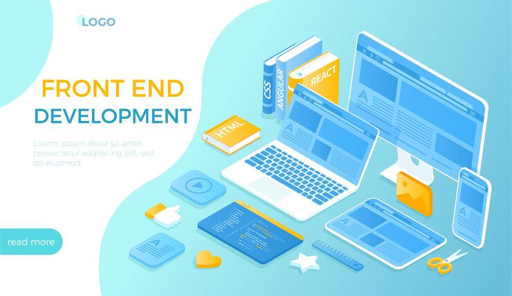 Vector front end development creating a site layout template converting data into a graphical ui ux inte
