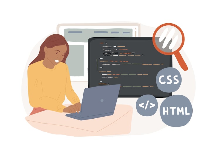 Vector front end development isolated concept vector illustration website interface front end developer coding and programming development company web page design user experience vector concept