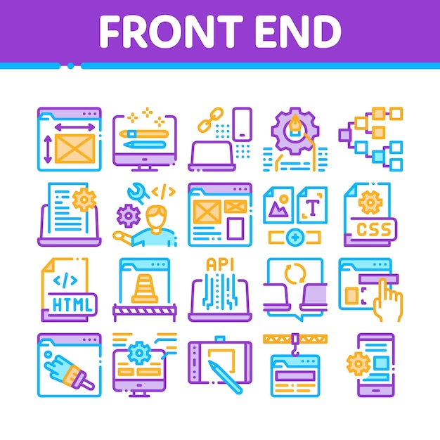 Front-end ontwikkeling collectie pictogrammen instellen Vector
