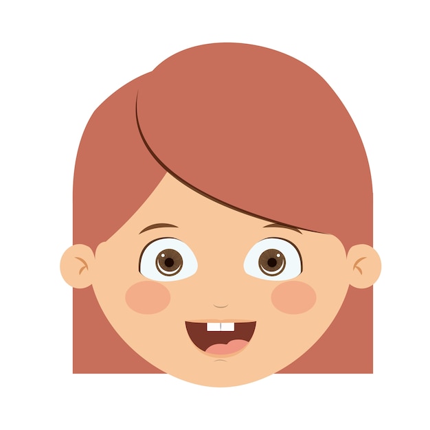 Front head girl isolated icon design