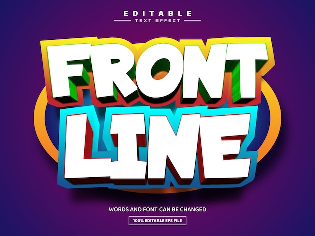 Front line 3D editable text effect template