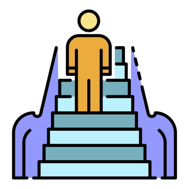 Front man escalator icon Outline front man escalator vector icon color flat isolated on white