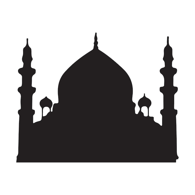 Vector the front side of the mosque silhouette white background