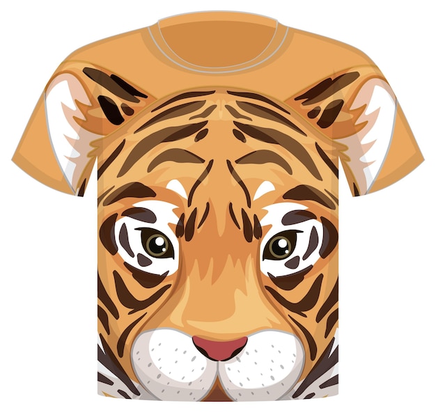 Parte anteriore della t-shirt con motivo a faccia di tigre