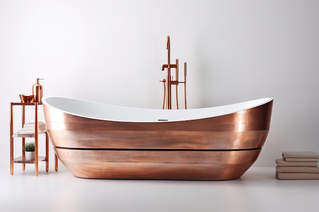 Front view of a bathroom interior with a white tub a wooden closet and black wall 3d rendering