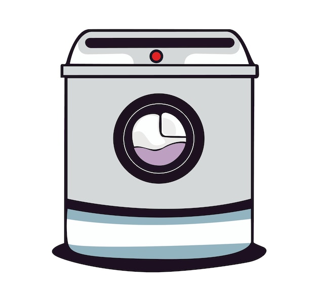 Front view, close-up, Washing machine vector illustration isolated on white background. Flat design