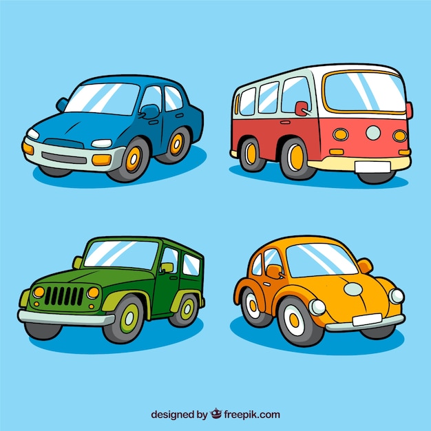 Vector front view of colored automobiles