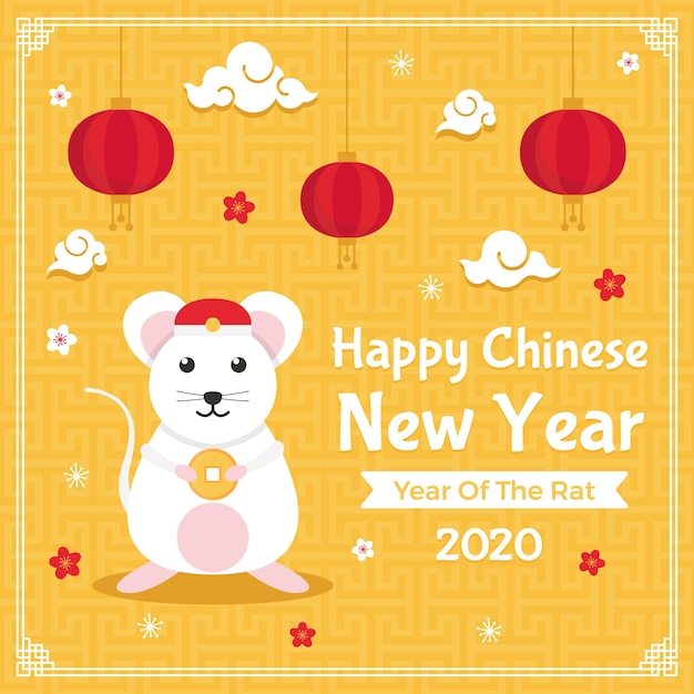 フロントビューマウスと新年2020年中国語