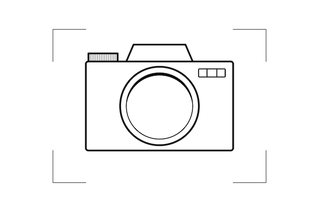 Front view Photo camera icon Outline style vector illustration