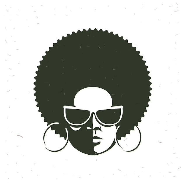 Vector front view portrait of a black woman face