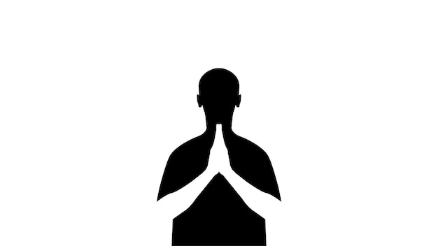 Front view of silhouette man doing yoga