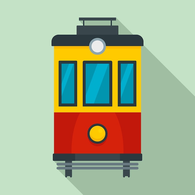 Front view tram icoon platte illustratie van front view tram vector icoon voor webontwerp