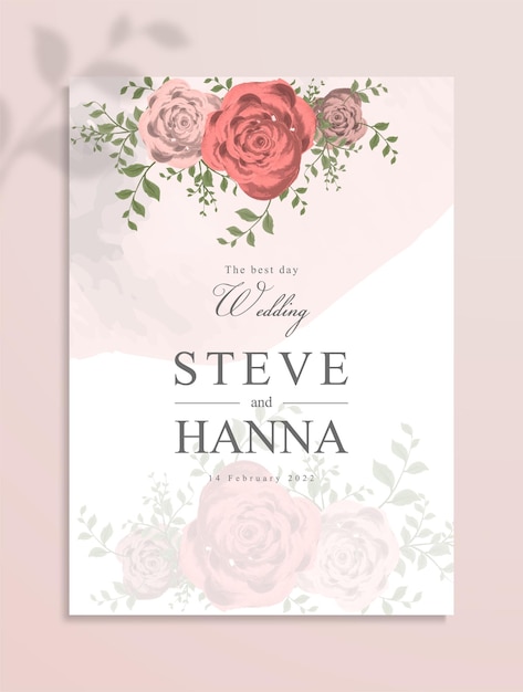 Vector front wedding invitation template with flower theme