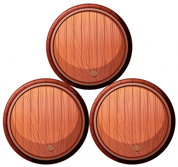 Vector front of wine oak barrel on white background