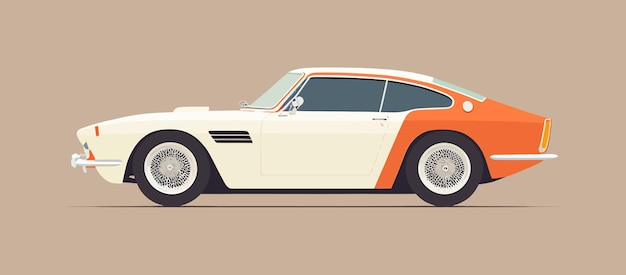 In front of you is a car that can give new emotions drive Generative AI retro car vintage poster minimalism white color orange accent gentle background Concept car Vector illustration