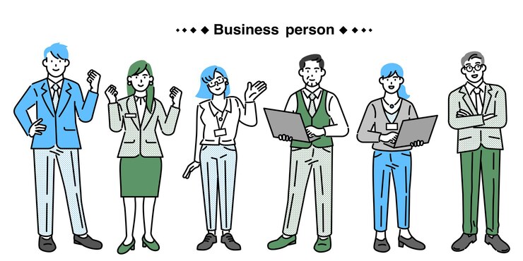 Vector 다양한 남녀 직장인의 정면 전신 일러스트