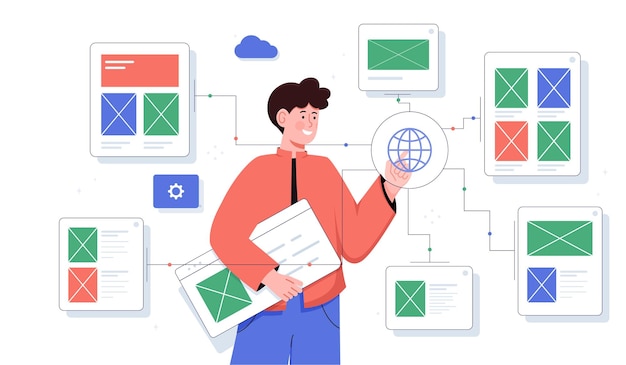 前端开发者概念它专家和程序员编写代码人开发移动程序或