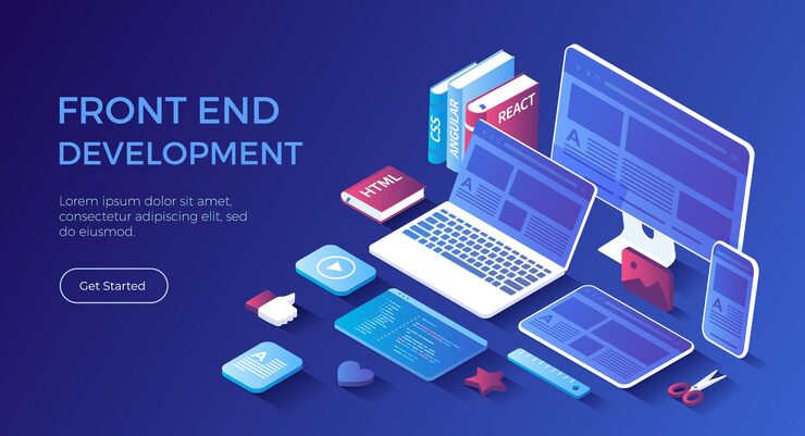 Vector frontend development creating a site layout template converting data into a graphical ui ux inte