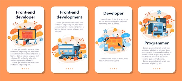 Vector frontend development mobile application banner set