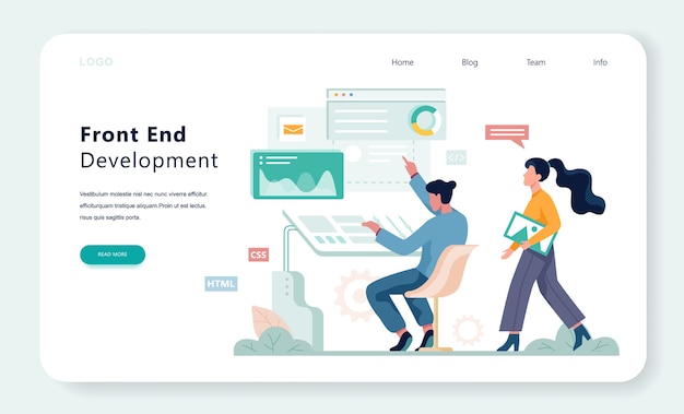 Концепция веб-баннера Frontend разработки. Улучшение интерфейса сайта. иллюстрация