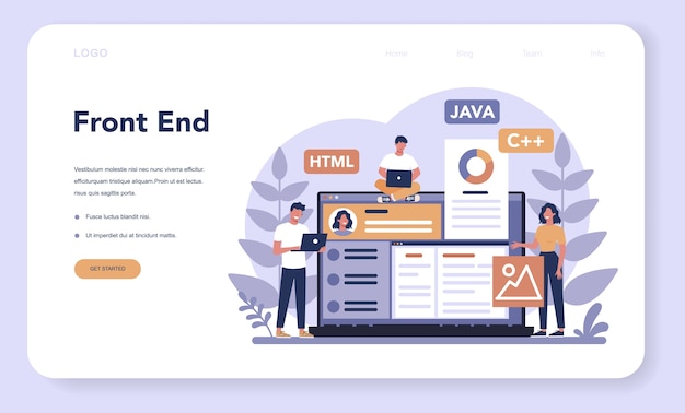 Frontend development web banner or landing page