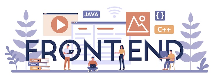 Vector 前端字體標題概念. 網站介面設計改進. 編程和編碼. it 職業. 孤立的平面向量插圖