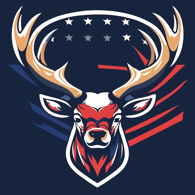 Frontfacing Deer in de schaduw van de Amerikaanse vlag