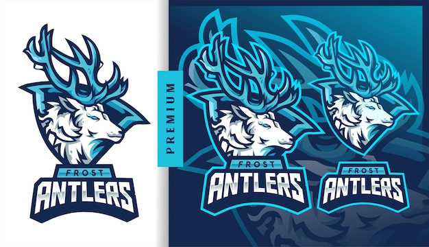 Logo della mascotte del gioco del football americano di frost antlers