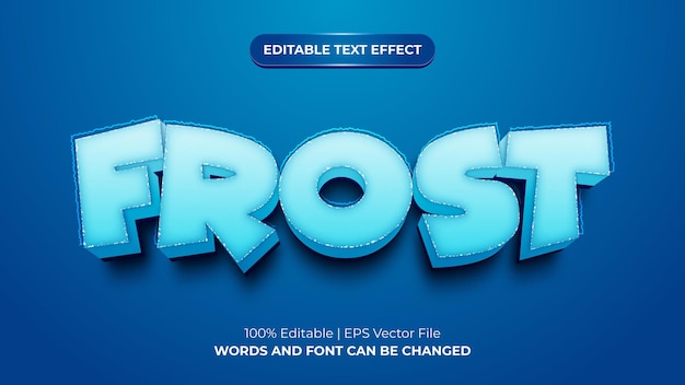 Frost bewerkbare 3D-teksteffectstijl Premium Vector