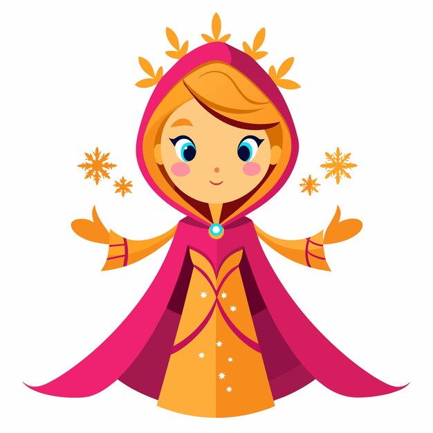 Frost mage woman hand drawn flat stylish cartoon sticker icon concept isolated illustration