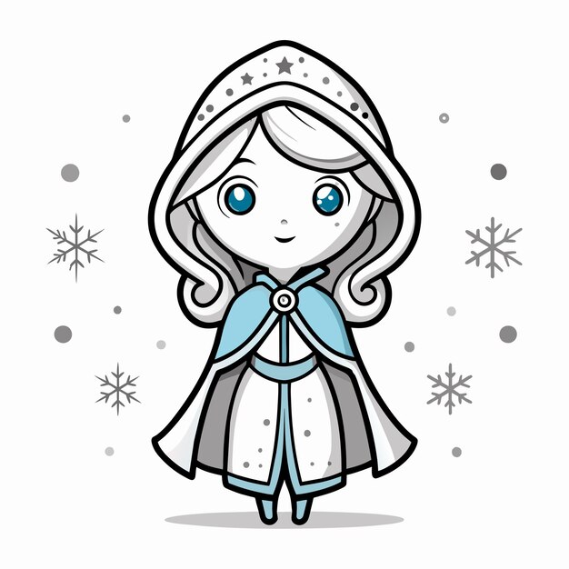 Vector frost mage woman hand drawn flat stylish cartoon sticker icon concept isolated illustration