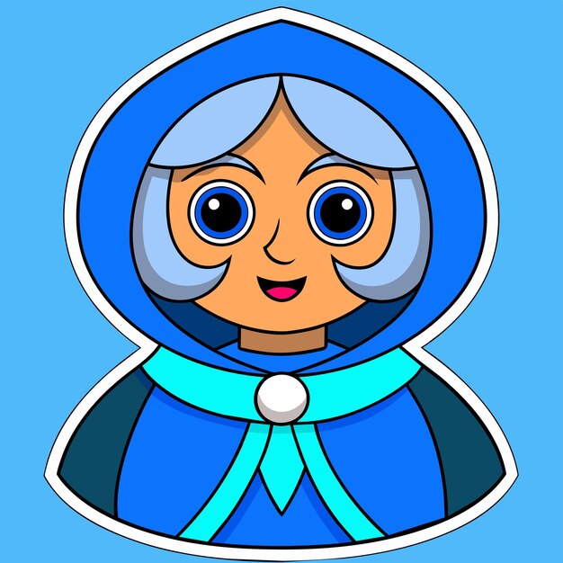 Frost mage woman hand drawn flat stylish cartoon sticker icon concept isolated illustration