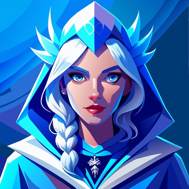 Vector frost mage woman hand drawn flat stylish cartoon sticker icon concept isolated illustration