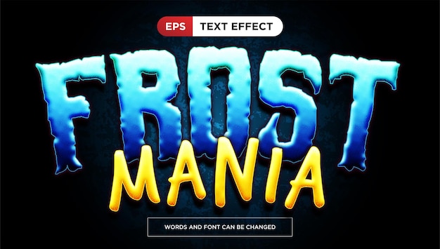 Frost mania teksteffect bewerkbare leuke ijsgame titel tekststijl