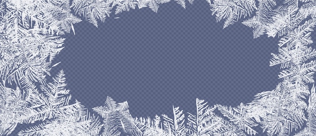 Vector frosty background. hand drawn vector illustration of intricate frost pattern. vector frost patterns on the glass. winter, christmas background for postcards and banners