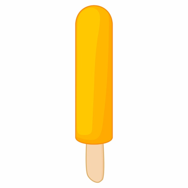 Vector frosty orange fruit popsicle icon in cartoon style on a white background