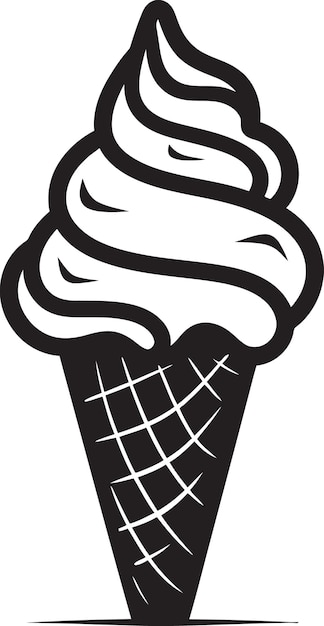 Frozen Delight Black Emblem Icon Swirly Indulgence Cone Logo Emblem