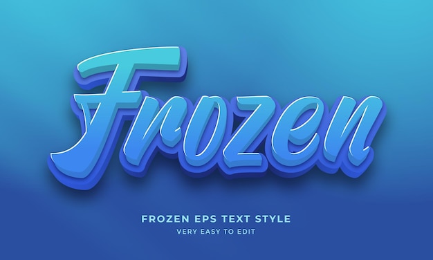 Vector frozen editable bold text effect winter season 3d font style with blue and green color