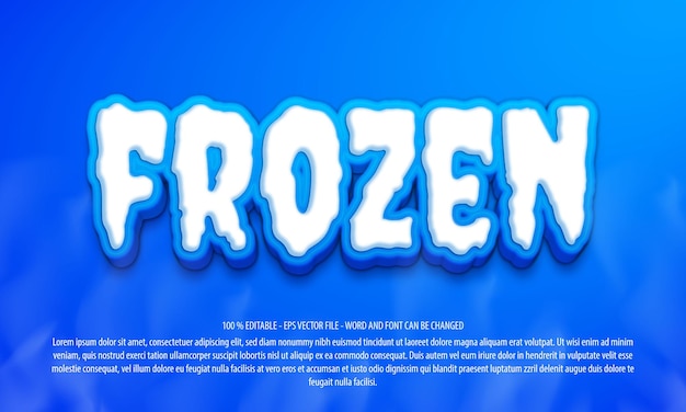 Frozen editable text effect template design with 3d style