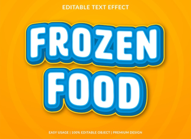 frozen food editable text effect template with abstract background style use for business logo