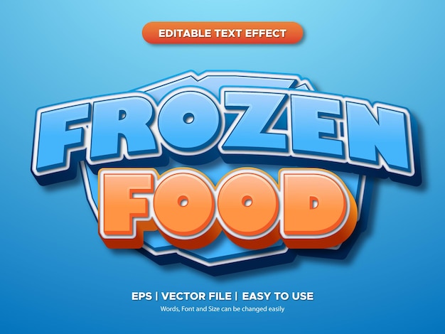 Редактируемый текстовый эффект замороженных продуктов Синий и оранжевый в тексте