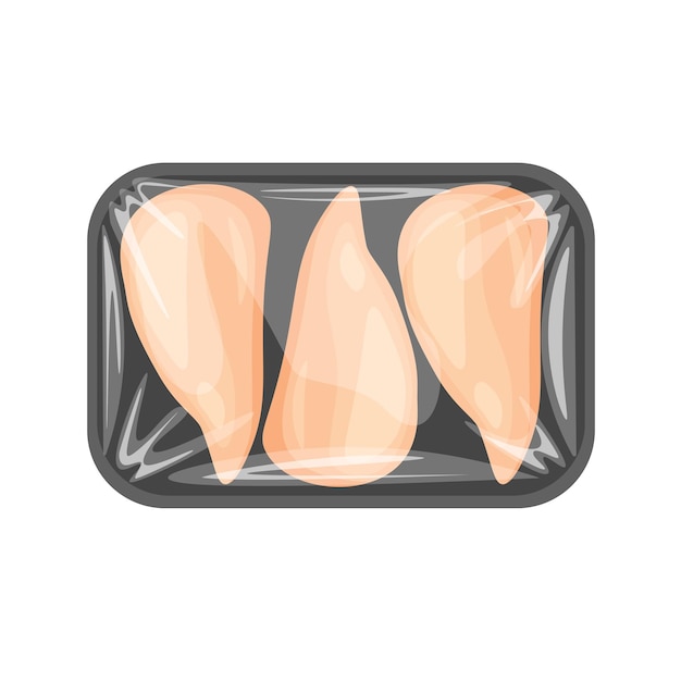 Frozen or fresh chicken meat in polyethylene package tray plastic pack supermarket container turkey