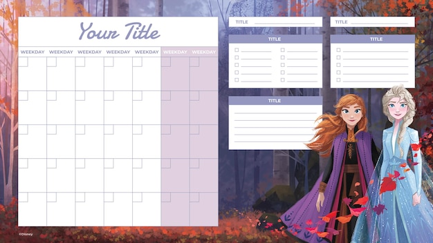 Vector frozen monthly planner