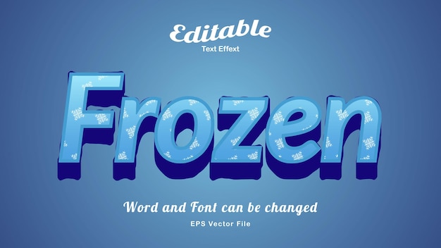 Frozen text effect editable text in style free vector