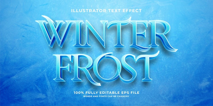 Vector frozen winter ice text effect