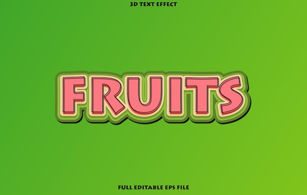 Vector fruit 3d bewerkbare teksteffectsjabloon, teksteffectstijl