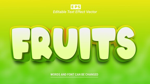 Fruit 3D-bewerkbare teksteffectvector met achtergrond